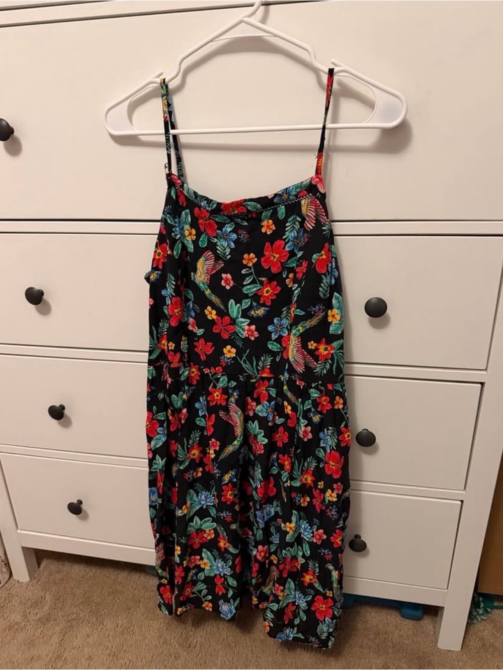 Old Navy Black Spaghetti-Strap Dress with Bright Floral Print